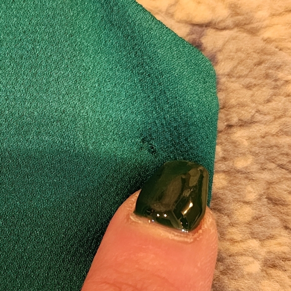 Banana Republic 10 Tall Green Satin V-neck Sleeveless Midi Dress Size 10T - Picture 16 of 16